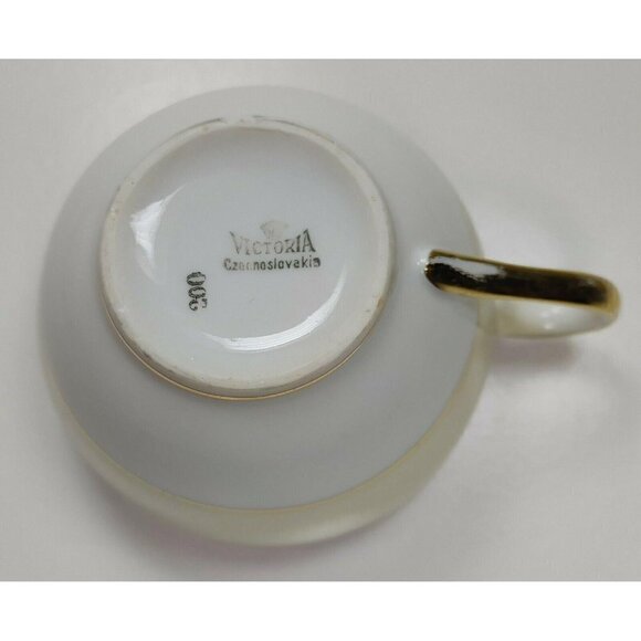 Vintage 1930's Victoria Czechoslovakia Bone China Tea Cup Coffee Cup Handle Gold - Picture 6 of 8